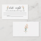 ラブリーピンクワイルドフラワーデートの夜のアイディア。日付jar エンクロージャーカード (正面/裏面)