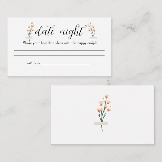 ラブリーピンクワイルドフラワーデートの夜のアイディア。日付jar エンクロージャーカード (正面/裏面)