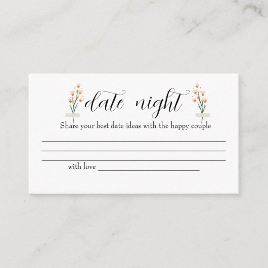 ラブリーピンクワイルドフラワーデートの夜のアイディア。日付jar エンクロージャーカード (正面)