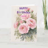 ラブリーピンク冬誕生日カード カード (正面)