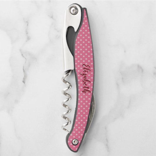 ラブリーピンク水玉模様 ソムリエナイフ (正面)