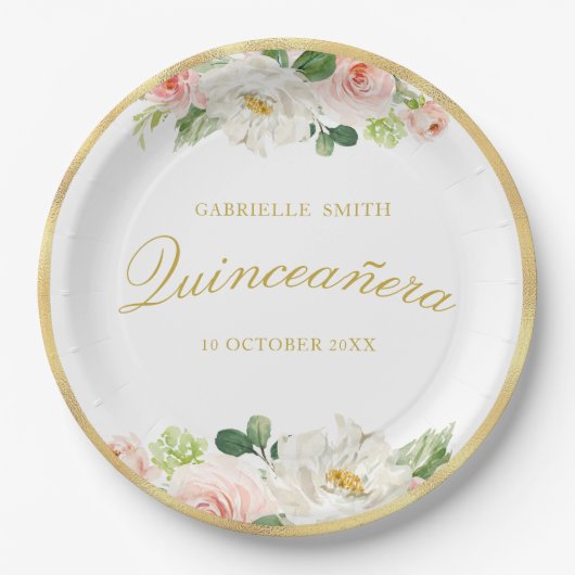 ラブリーピンク赤面フローラキンセアニェラ ペーパープレート (正面)