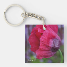 ラブリーピンク&パープルポピーの花 キーホルダー