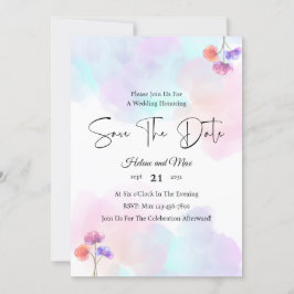 ラブリーピンク&ブルー結婚式招待状 招待状