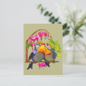 ラブリーピーキンロビン鳥ペア ポストカード (スタンド正面)