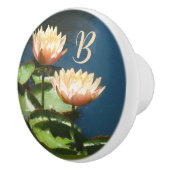 ラブリーピーチピンクブルーフローラモノグラムドロワー セラミックノブ (右)