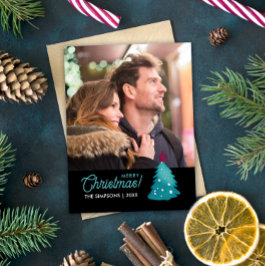 ラブリーファミリーフォトティール（緑がかった色）クリスマスツリーの水色 マグネット