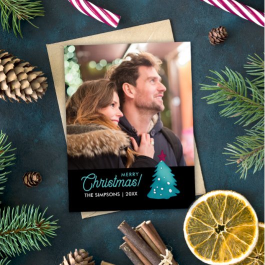 ラブリーファミリーフォトティール（緑がかった色）クリスマスツリーの水色 マグネット