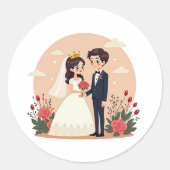 ラブリーフェアリー物語花嫁と花婿 – かわいいスタイル ラウンドシール (正面)