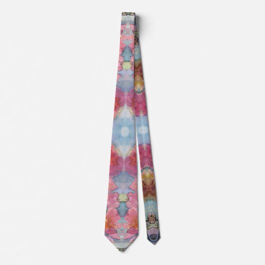 ラブリーフラワーガーデンウォーター絵画カラー ネクタイ (正面)