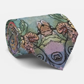 ラブリーフラワーガーデンウォーター絵画カラー ネクタイ (ロール)