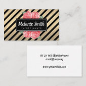 ラブリーフラワーズグリッター ストライプの 名刺 (正面/裏面)