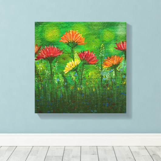 ラブリーフラワーフィールド キャンバスプリント (インサイチュ (ウッドフロア))