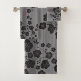 ラブリーフラワー　モノクロ バスタオルセット