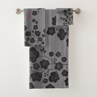 ラブリーフラワー　モノクロ バスタオルセット