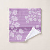 ラブリーフラワー 落ち着いたピンク バスタオルセット (ウォッシュタオル)