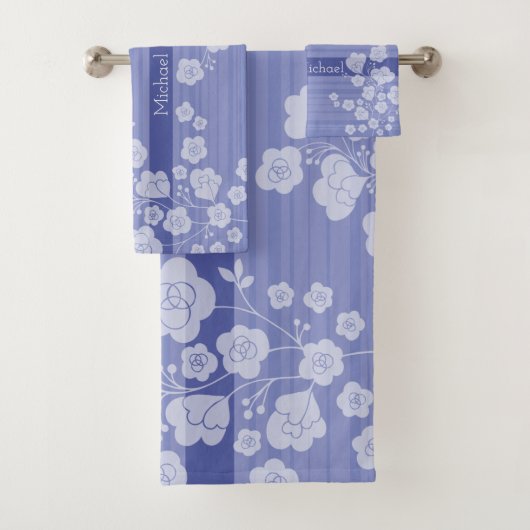ラブリーフラワー 落ち着いたブルー バスタオルセット (インサイチュ)
