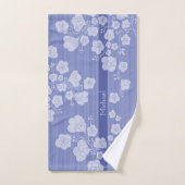 ラブリーフラワー 落ち着いたブルー バスタオルセット (ハンドタオル)