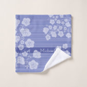 ラブリーフラワー 落ち着いたブルー バスタオルセット (ウォッシュタオル)