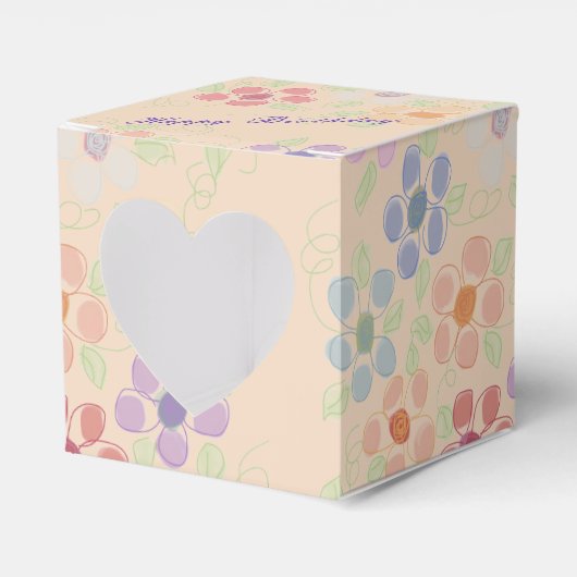 ラブリーフローズ紙ハート フェイバーボックス (正面サイド)