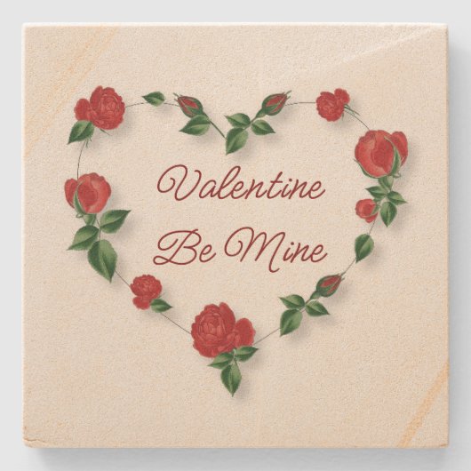 ラブリーフローラハートストーンコースター ストーンコースター (正面)