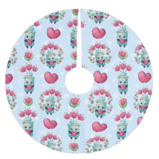 ラブリーフローラメーソンジャーハートパターン ブラッシュドポリエステルツリースカート (正面)