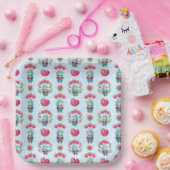 ラブリーフローラメーソンジャーハートパターン ペーパープレート (パーティー)