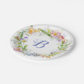 ラブリーフローラリースモノグラムデザイン ペーパープレート (アングル)