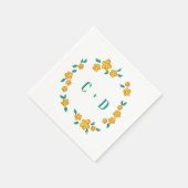 ラブリーフローラリースモノグラム スタンダードカクテルナプキン (角)