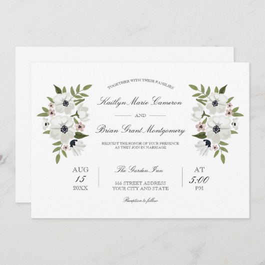 ラブリーフローラ結婚式招待状 招待状 (正面/裏面)