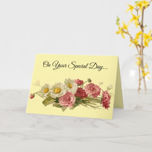 ラブリーフローラ誕生日グリーティングカード カード (黄色い花)