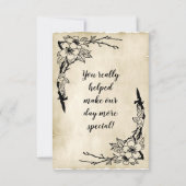 ラブリーフローラ&パーチメントヴィンテージウェディングテーマ サンキューカード (裏面)