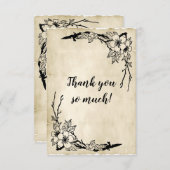 ラブリーフローラ&パーチメントヴィンテージウェディングテーマ サンキューカード (正面/裏面)
