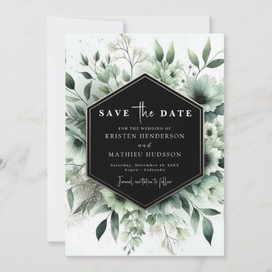 ラブリーフ自然ラワーセージ結婚グリーン セーブザデート (正面)