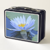ラブリーブパーソナライズされたル淡い色のウォーターリリー メタルランチボックス (裏面)