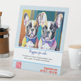 ラブリーブフランスのルドッグイラストレーション売り手 台座サイン