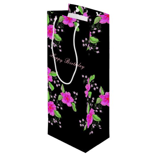 ラブリーブライトピンクフローラ ワインギフトバッグ (裏面アングル)