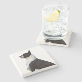 ラブリーブラック&ホワイトボストンテリアコースター ストーンコースター (横)