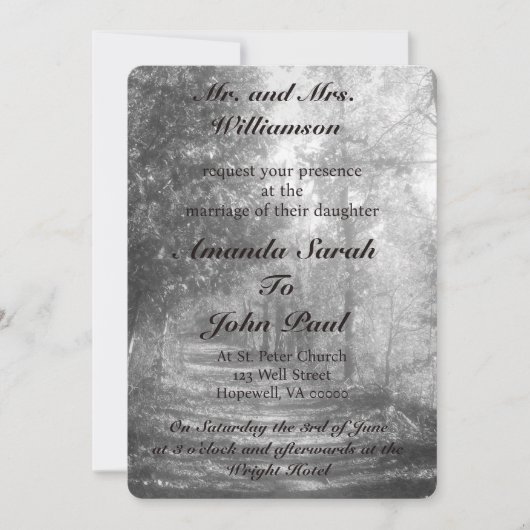 ラブリーブラック&ホワイト自然結婚ズ 招待状 (正面)