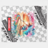 ラブリーブランケットフォーミュラ1レーサーボーイ誕生日 フリースブランケット (正面(横))