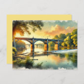 ラブリーブリッジウォームグリーンジェームズリバーウォータースカラー ポストカード (正面/裏面)