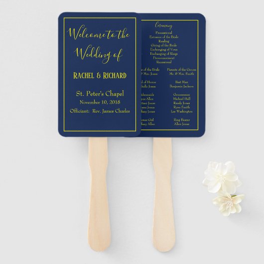 ラブリーブルーとイエロー結婚式 プログラム ハンドファン (正面&裏面)