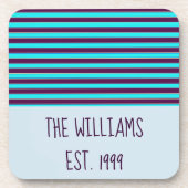 ラブリーブルーとパープルのストライプ コースター (正面)