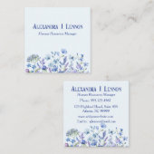 ラブリーブルーとラベンダーのワイルドフラワーガーデン スクエア名刺 (正面/裏面)