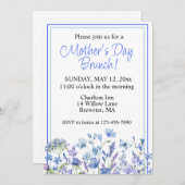 ラブリーブルーウォーターカラーフローラマザーズデイブランチ 招待状 (正面/裏面)