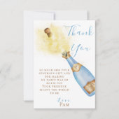 ラブリーブルーシャンパンバブーブリーブランチ誕生日パーティー サンキューカード (正面)