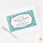 ラブリーブルーダマスクパターンの町の抱き枕 長方形シール (封筒)