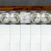 ラブリーブルーバード2オンフラワーリングつる植物 タイル