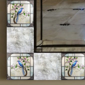 ラブリーブルーバード2オンフラワーリングつる植物 タイル