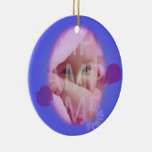 ラブリーブルーフラワー花びらフォトフレームベビー誕生 セラミックオーナメント (右)